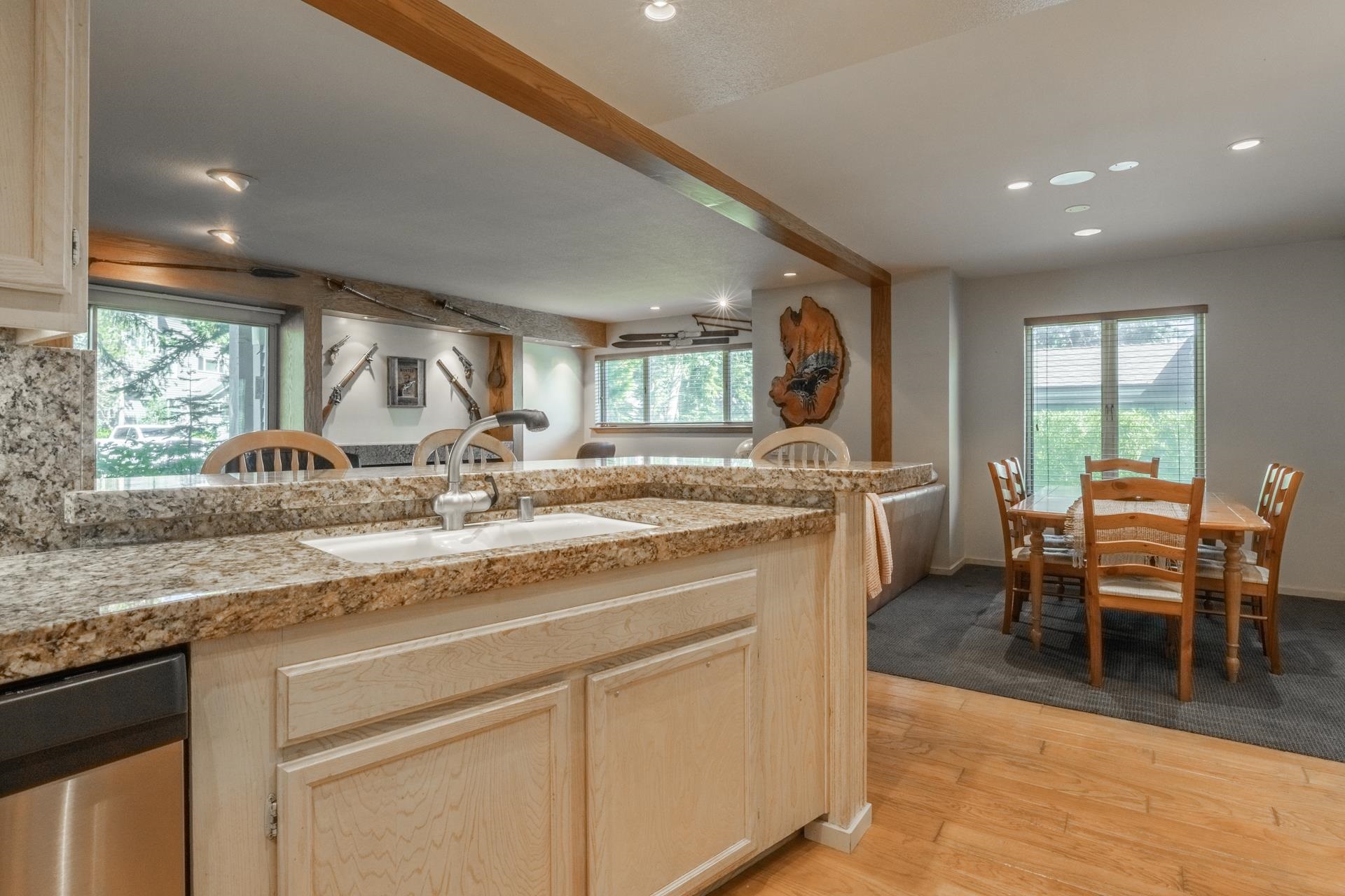 623 Golden Creek Road, Unit 623 Mammoth Lakes, CA 93546 - Photo 15 of 33 a kitchen with a sink and chairs