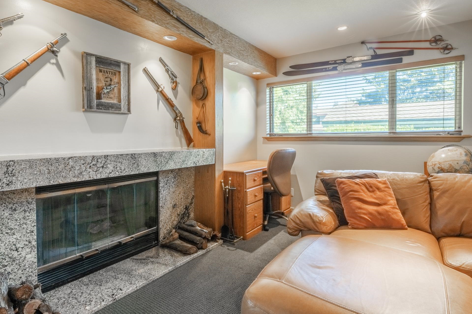 623 Golden Creek Road, Unit 623 Mammoth Lakes, CA 93546 - Photo 3 of 33 a living room with furniture a window and a fireplace