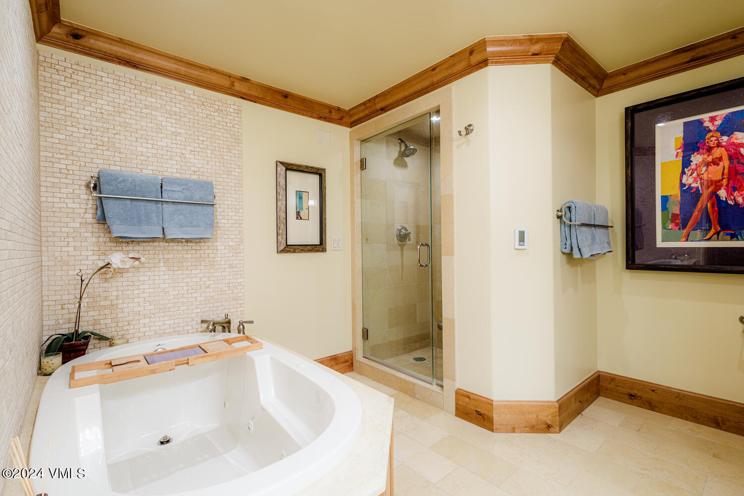 434 South Frontage Road East, Unit 402 Vail, CO 81657 - Photo 13 of 44 a bathroom with a tub a sink and glass door
