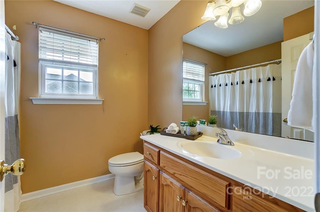 104 High Ridge Court West Mount Holly, NC 28120 - Photo 31 of 34 a bathroom with a sink a toilet and a mirror