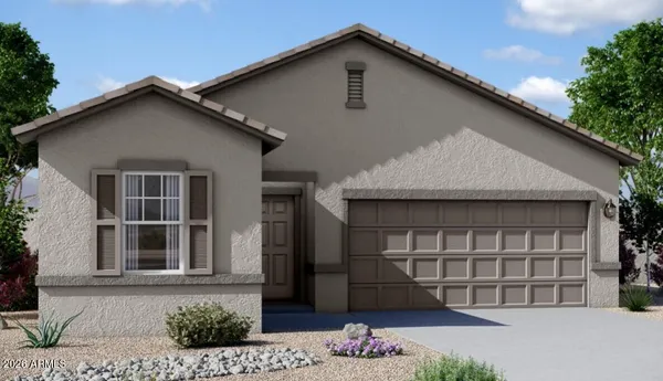 a front view of a house with a garage