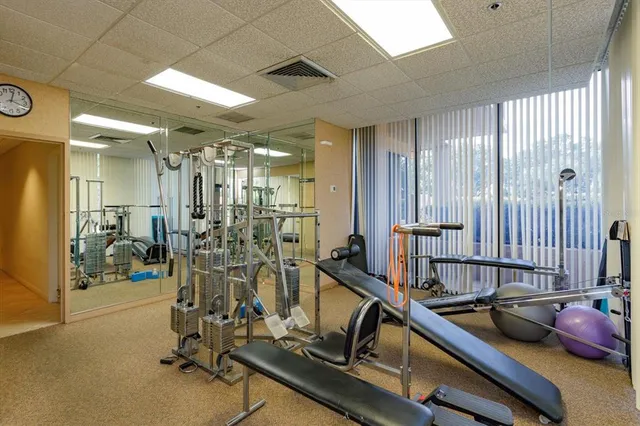 a view of a room with gym equipment