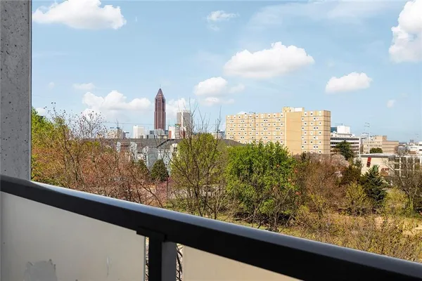 a view of a city from a balcony