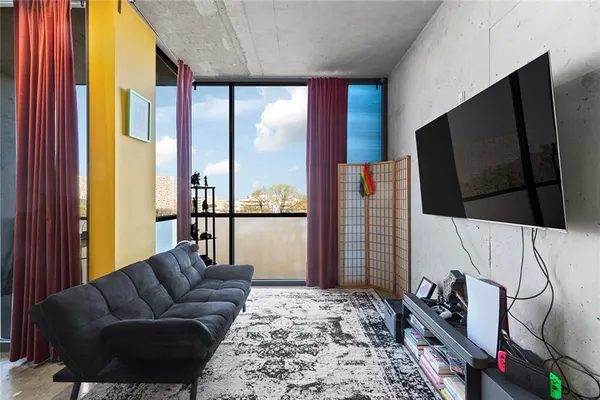 a living room with furniture