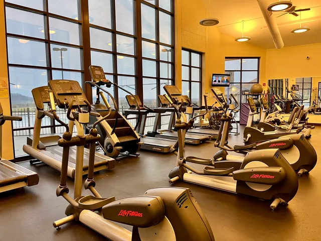 a view of a room with gym equipment