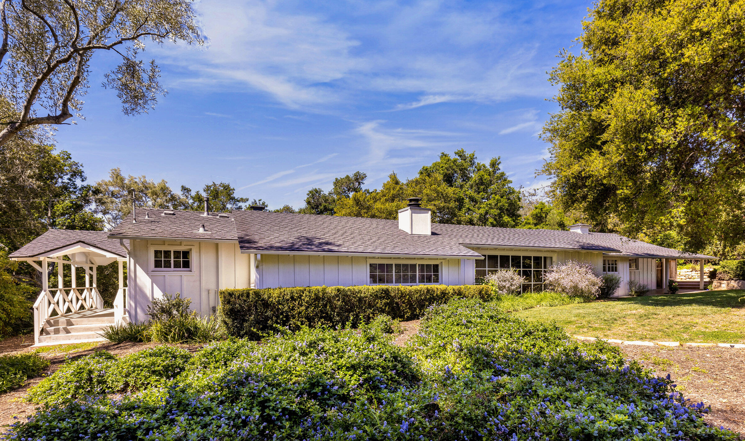 645-675 Olive Road Montecito, CA 93108 - Photo 27 of 34 a front view of a house with a yard