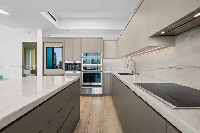 a view of balcony with furniture