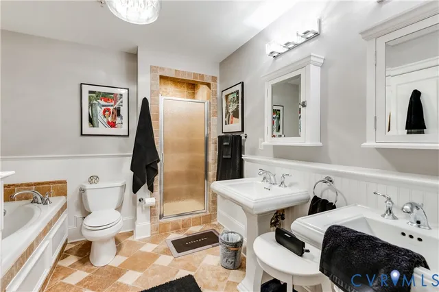 a close view of a bathroom with a shower