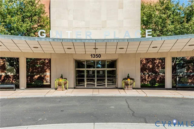 front view of a building with a street