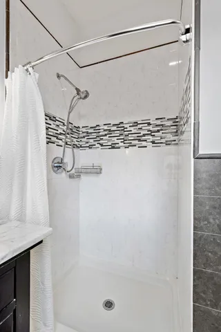 a bathroom with a shower
