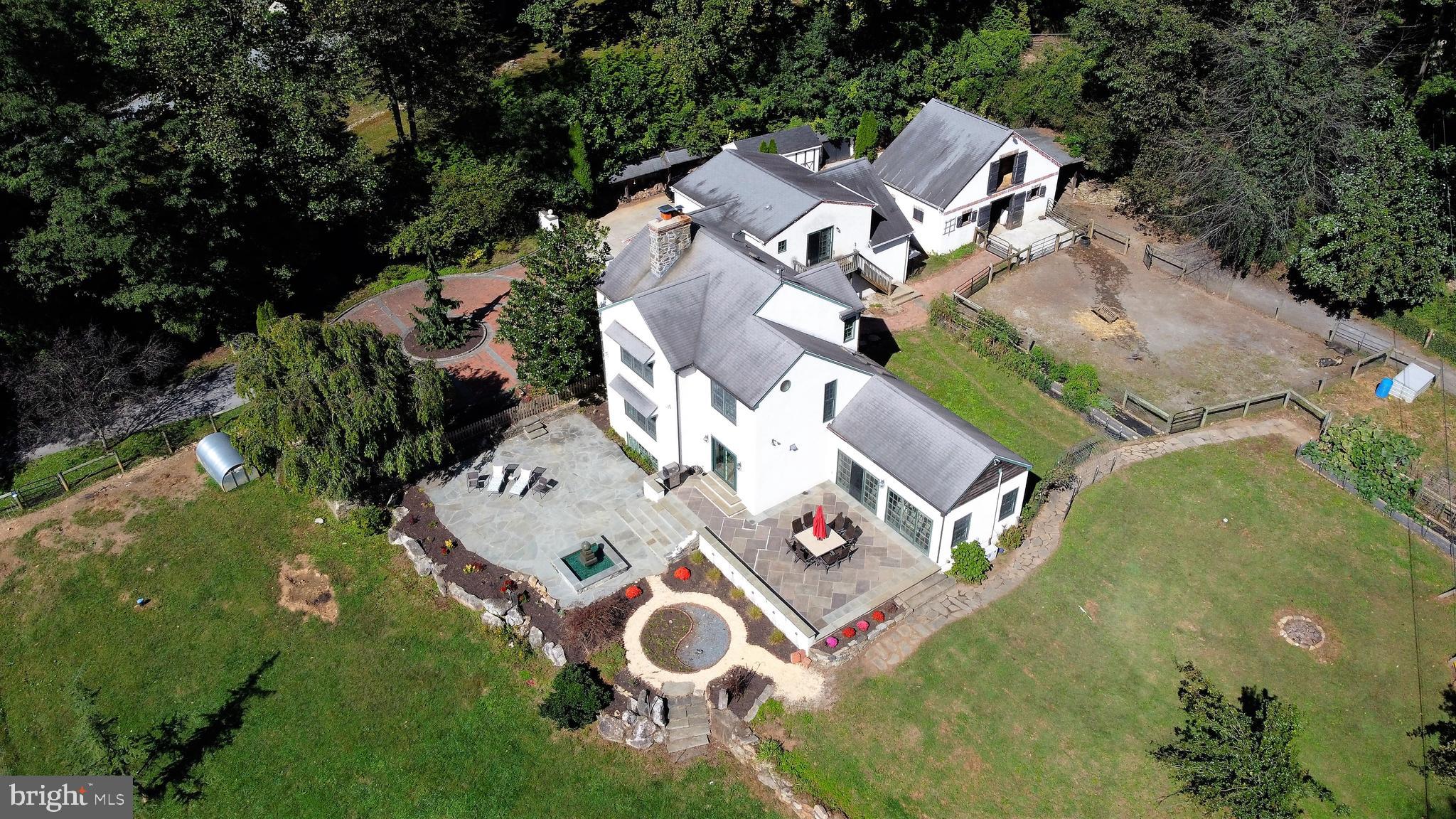 111 New Road Elverson, PA 19520 - Photo 3 of 107 aerial view , house, garage, barn, drylot, garden