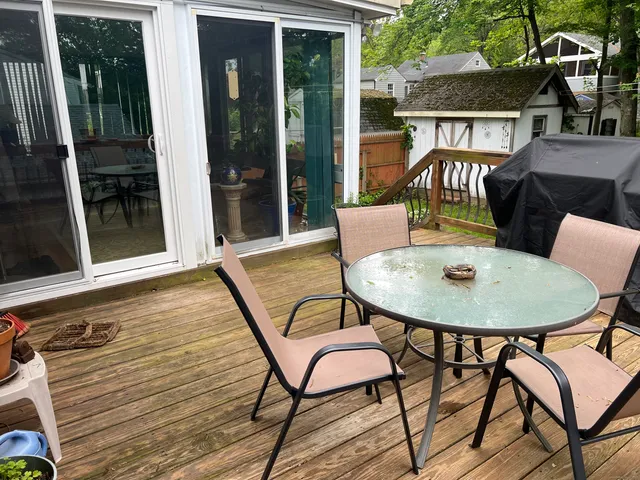 a outdoor view with a sitting space