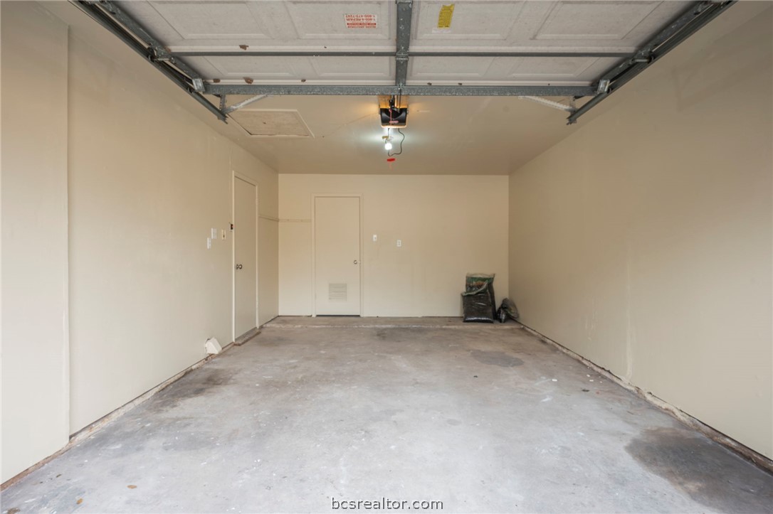 4752 Brompton Lane Bryan, TX 77802 - Photo 14 of 17 The one car garage features a garage door opener making it easier to park a vehicle or use for storage