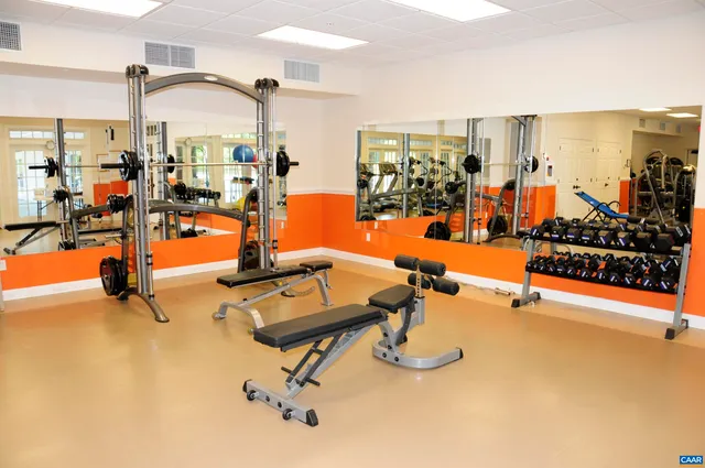 a view of a room with gym equipment
