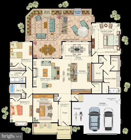 a view of a two chairs in the grass