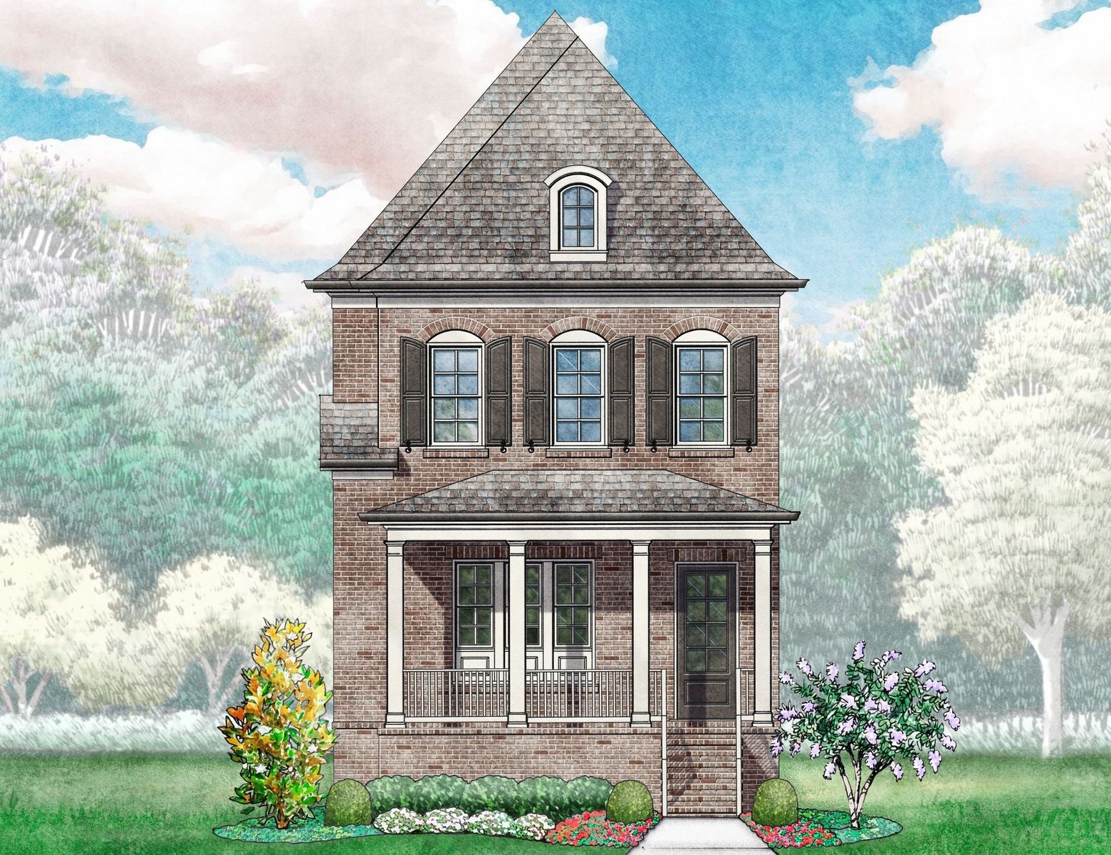 a front view of a house with garden