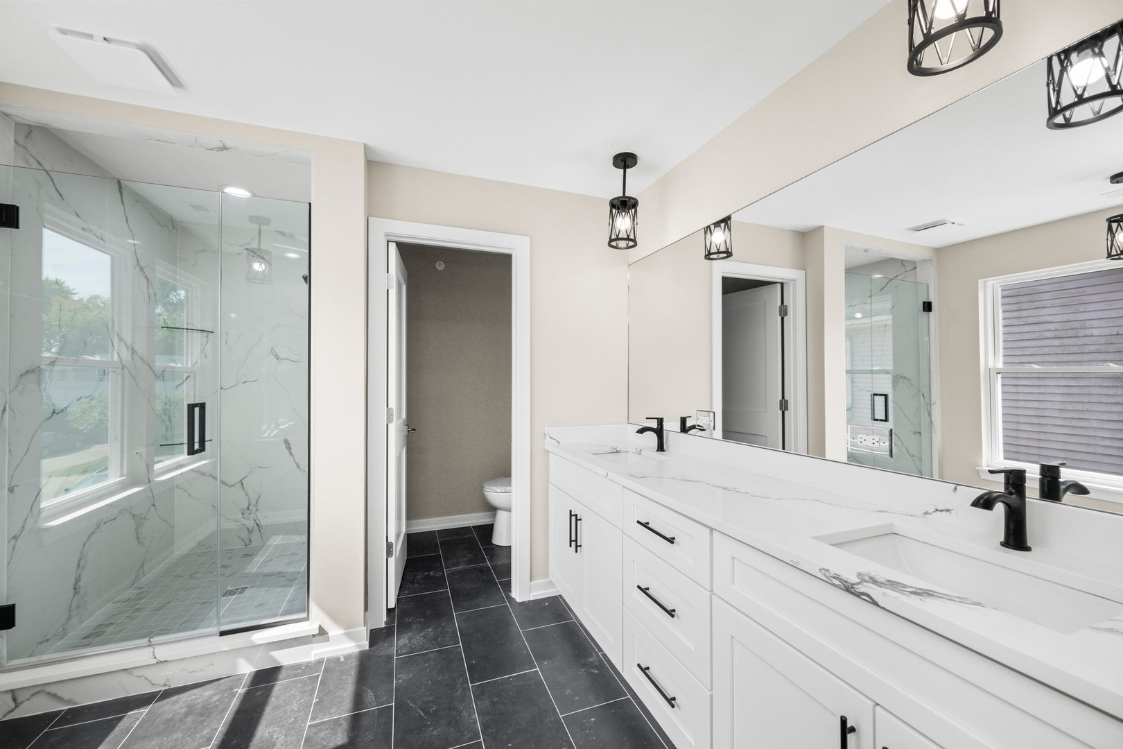23612 North Field Road Lake Zurich, IL 60047 - Photo 12 of 16 a bathroom with a double vanity sink mirror and shower