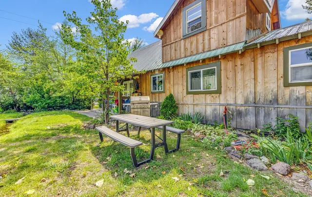 a swimming pool with wooden cabinet