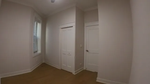 an empty room with windows