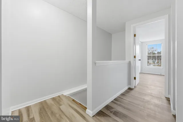 a backyard of a house with a bench and trees