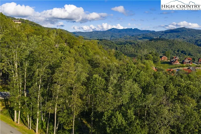 a view of mountain with sunset in background