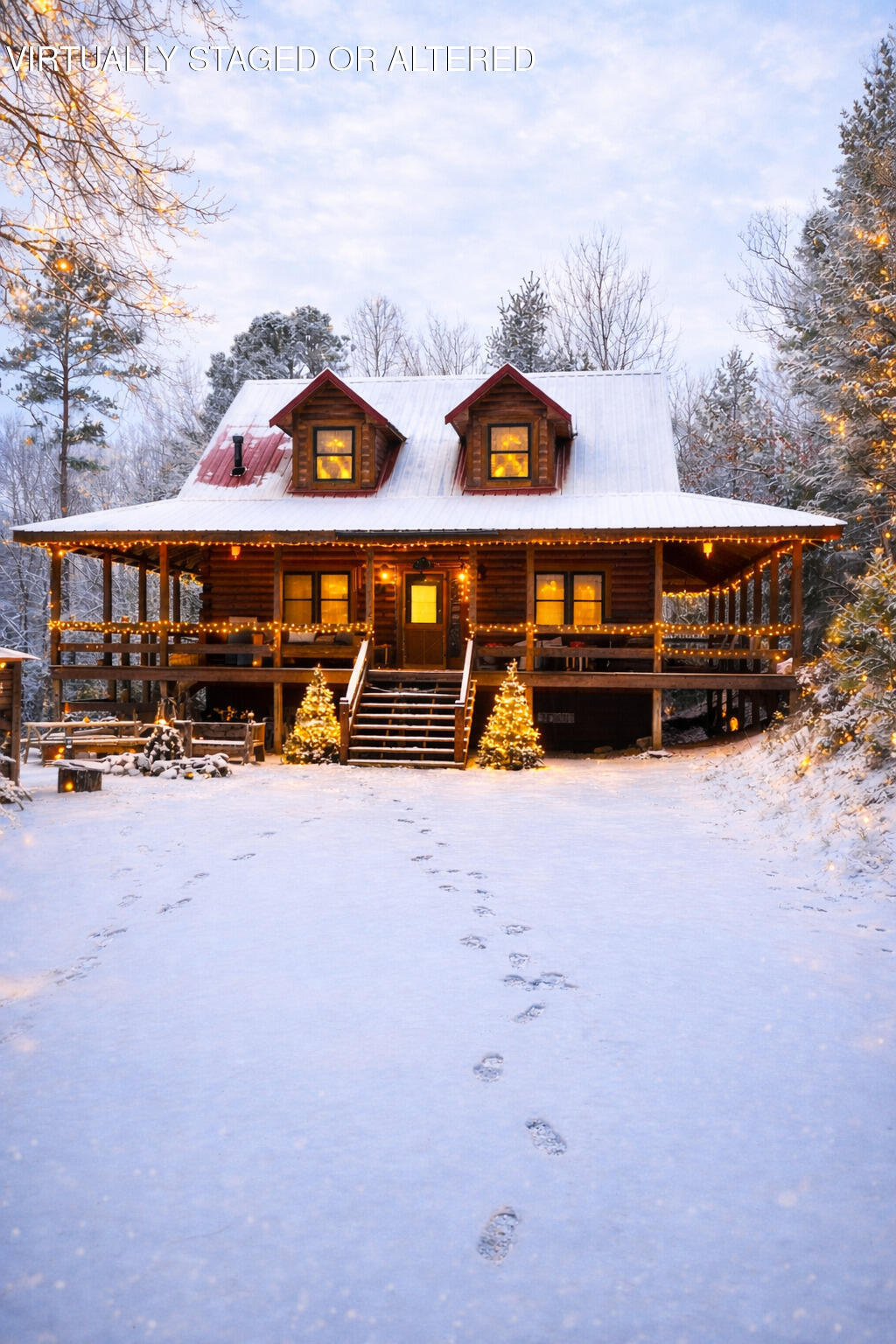 205 Holder Cemetery Road Tellico Plains, TN 37385 - Photo 5 of 43 Cozy cabin in a snowy twilight