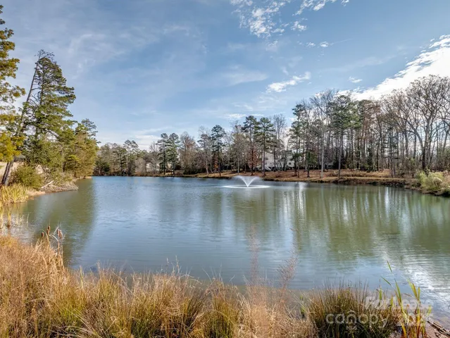 a view of a lake with a city