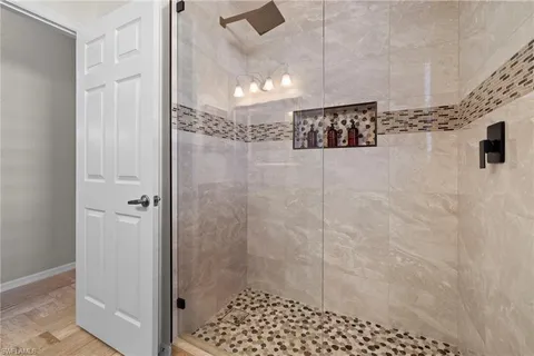 a bathroom with a shower