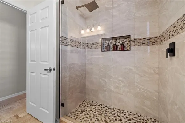 a bathroom with a shower