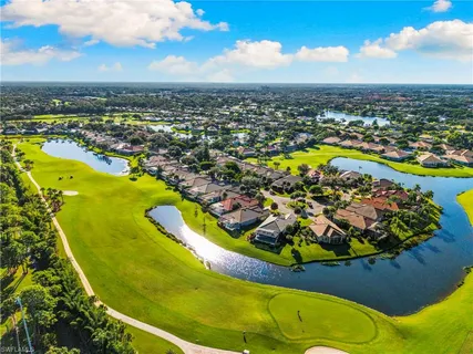 an aerial view of a swimming pool