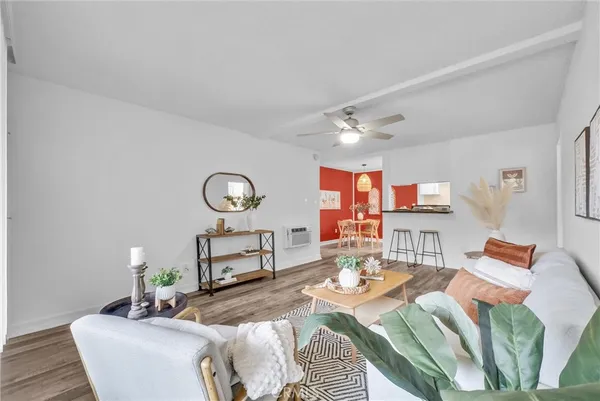 a living room with furniture