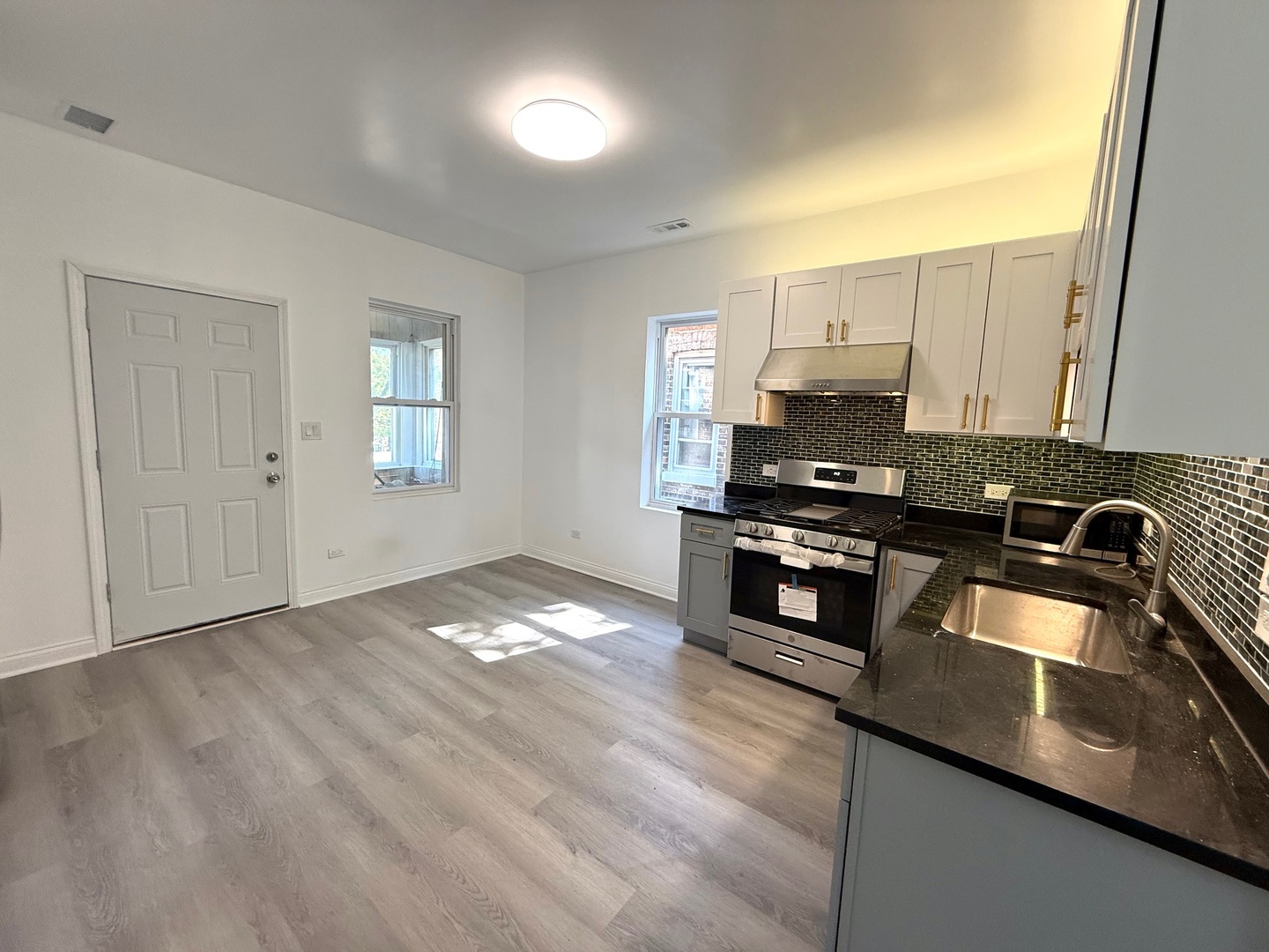 4357 South Whipple Street, Unit 2 Chicago, IL 60632 - Photo 17 of 17 a kitchen with stainless steel appliances granite countertop a stove a sink and a granite counter tops