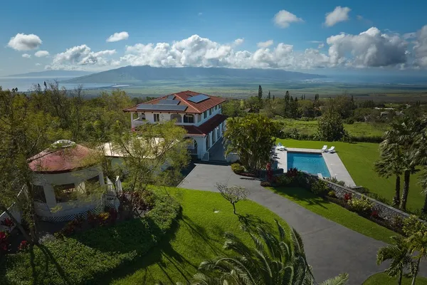 an aerial view of a house