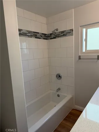 a bathroom with a bathtub