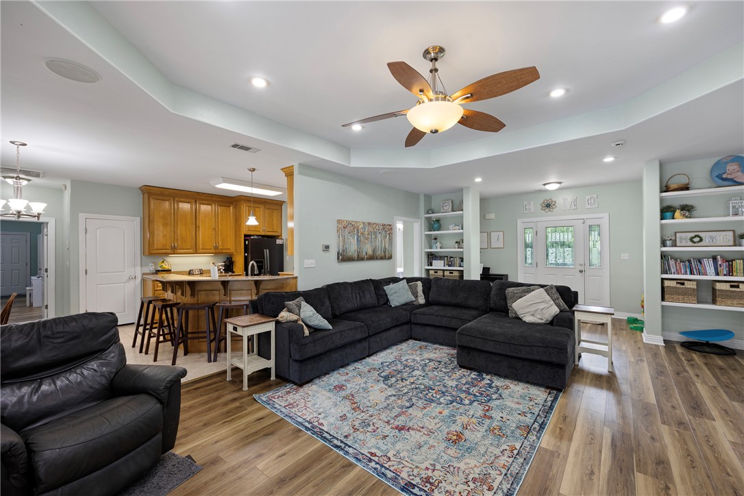 751 Walthall Road Russellville, AR 72802 - Photo 6 of 60 Spacious open-concept living area featuring wood-finish flooring, recessed lighting, and a ceiling fan