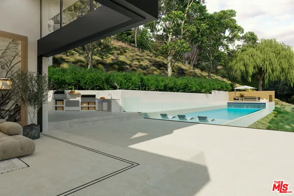 an outdoor view with patio