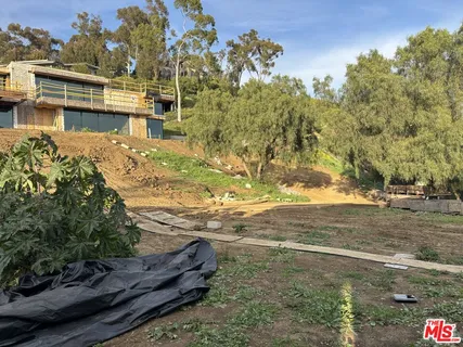 a view of a yard with an outdoor space