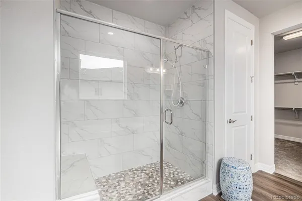 a bathroom with a shower