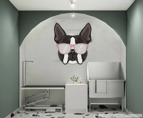 a bathroom with a sink and mirror