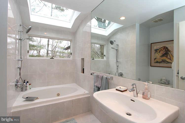 6508 Pyle Road Bethesda, MD 20817 - Photo 14 of 28 Master Bath with Whirlpool Tub and Skylight
