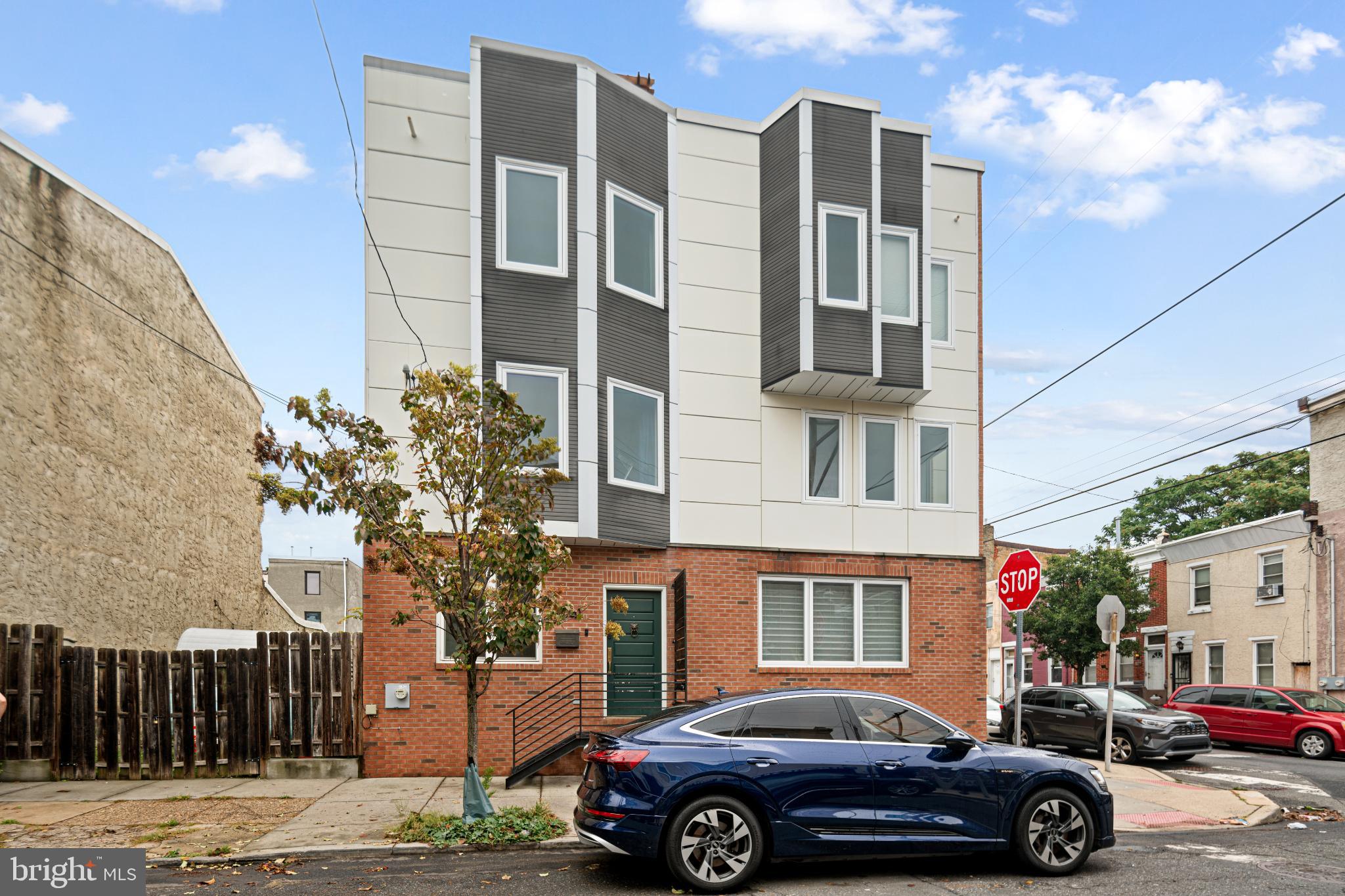 Modern urban residence with unique facade.