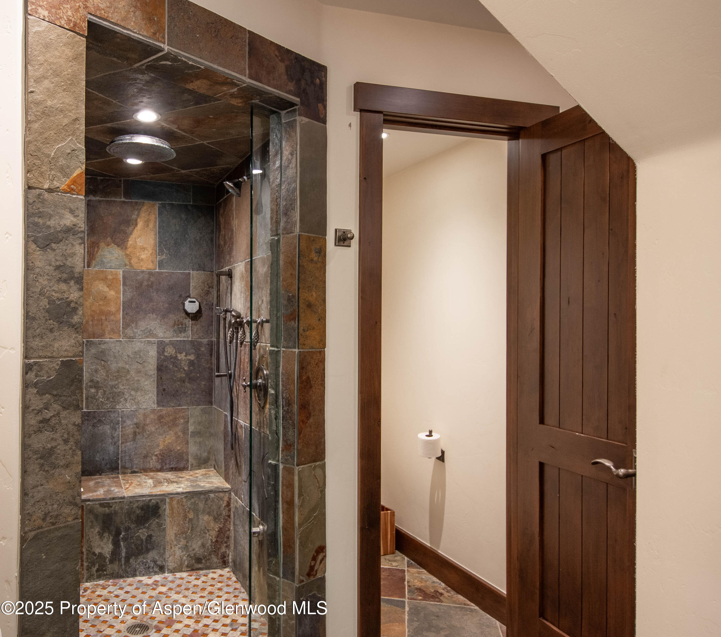 4076 Lower River Road Snowmass, CO 81654 - Photo 31 of 71 a bathroom with a glass shower door