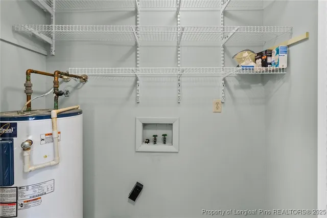 a view of small space with racks on the wall