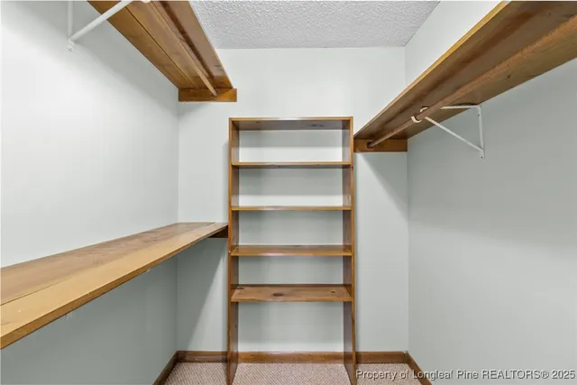 a view of walk in closet with empty racks