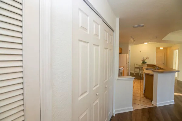 a view of a kitchen with a sink