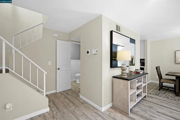 a kitchen with a cabinets and a stove