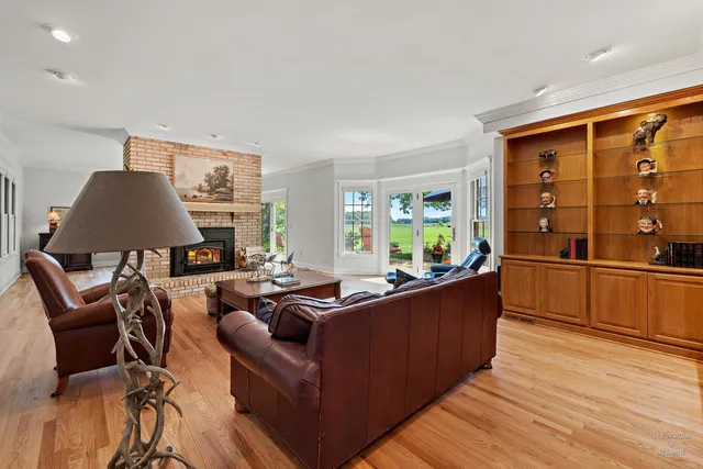 a view of a livingroom with furniture and a table