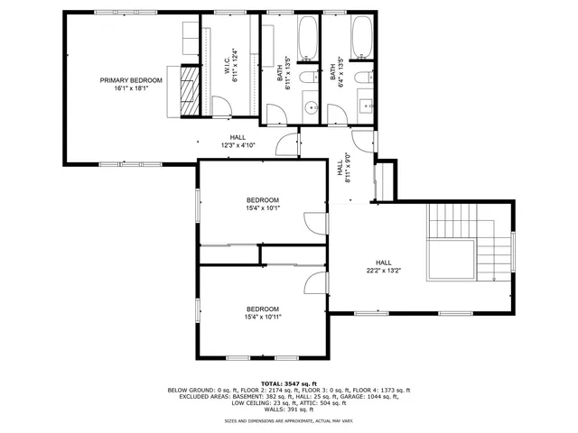 an aerial view of a house with a garden and swimming pool