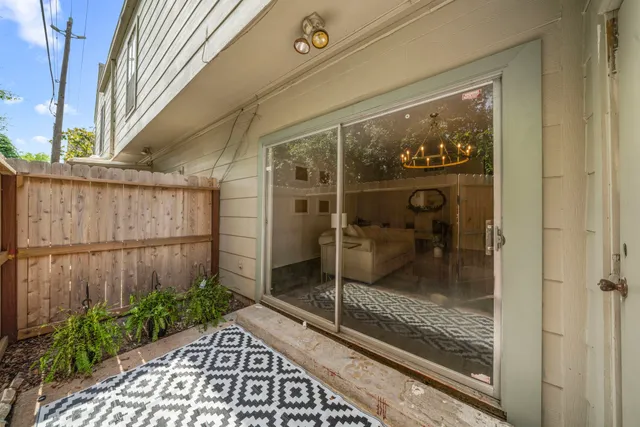 a view of a glass door with a glass door