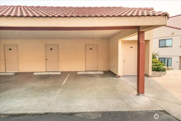 a view of outdoor space with a car parked